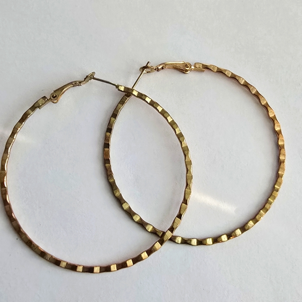 Big hoop earrings large gold tone